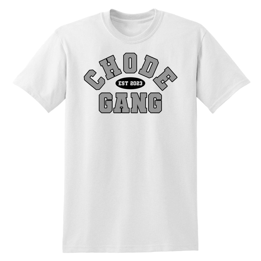 Chode Gang Varsity White Tee Seth Meiring